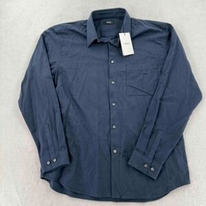 NWT Theory Shirt Men's Blue Long Sleeve Button Up Collared Size XL